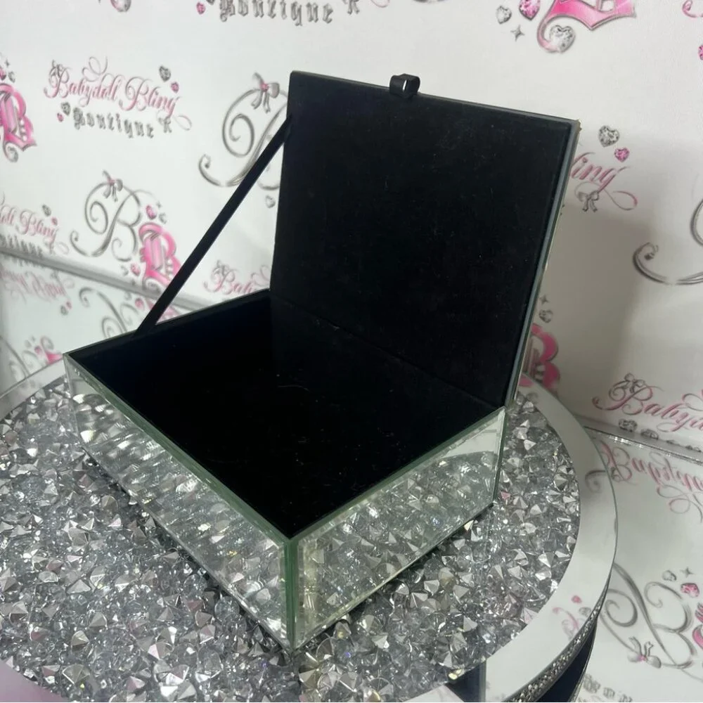 Jewelery box rhinestone bling Elegant Mirrored Jewelry Box with Crystal Accents